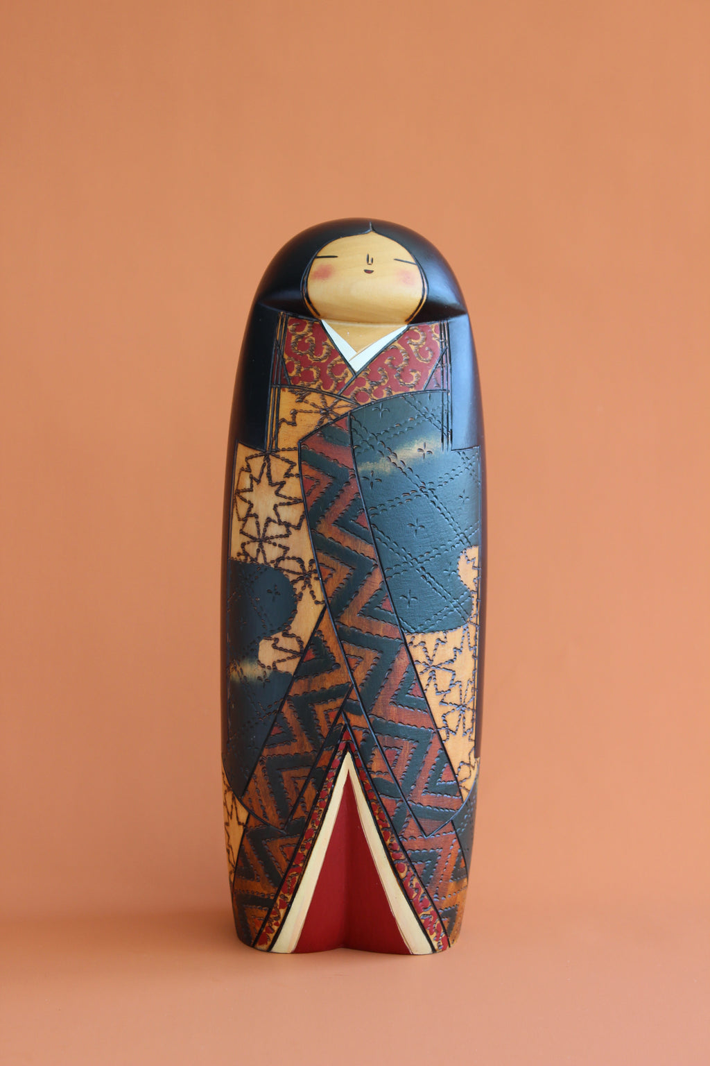 Miyabi (Elegance) Tall Sōsaku Kokeshi by Inosuke Kobayashi