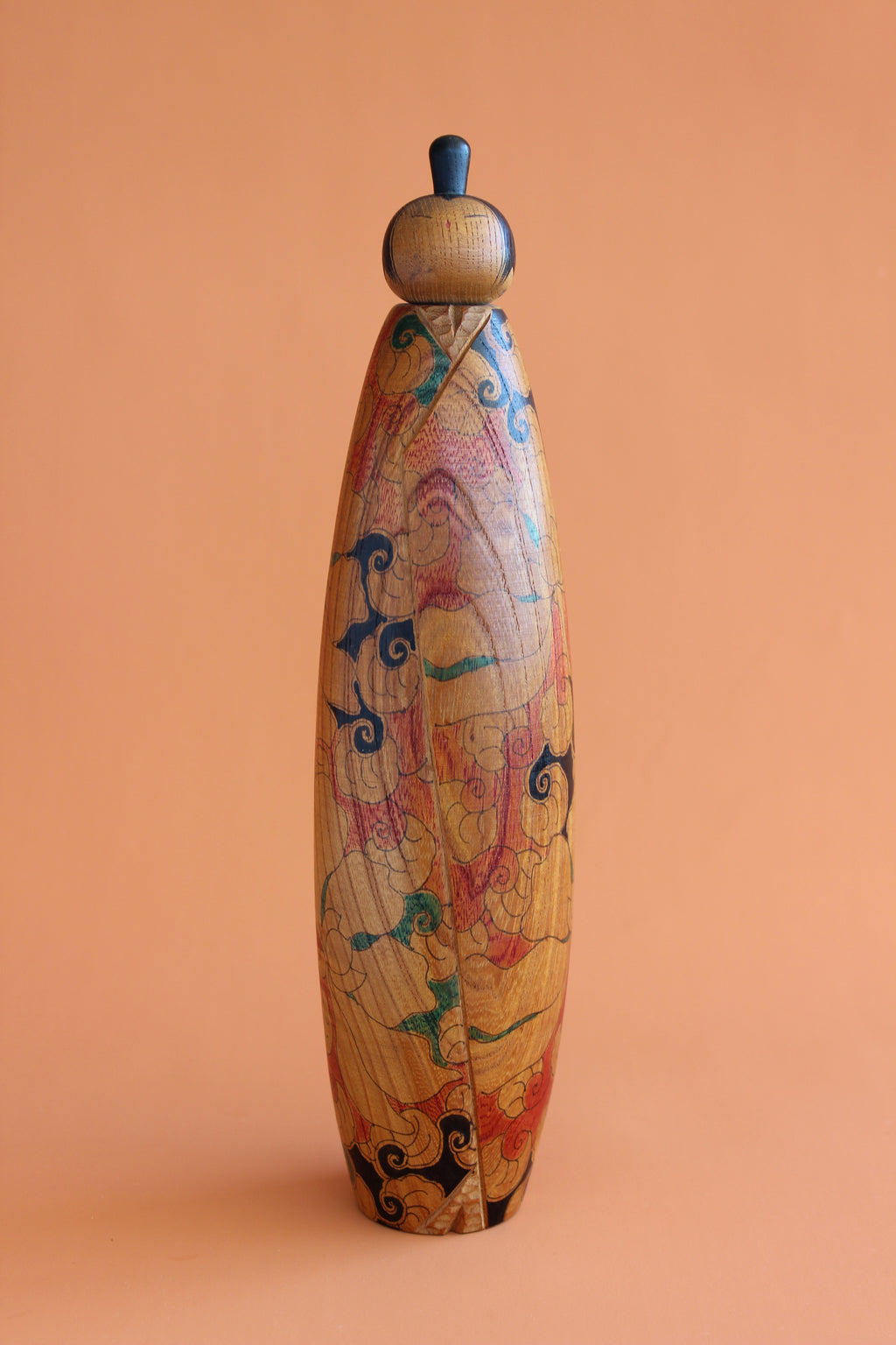 Hana (Flower) Hand Carved Sōsaku Kokeshi by Issetsu Kuribayashi