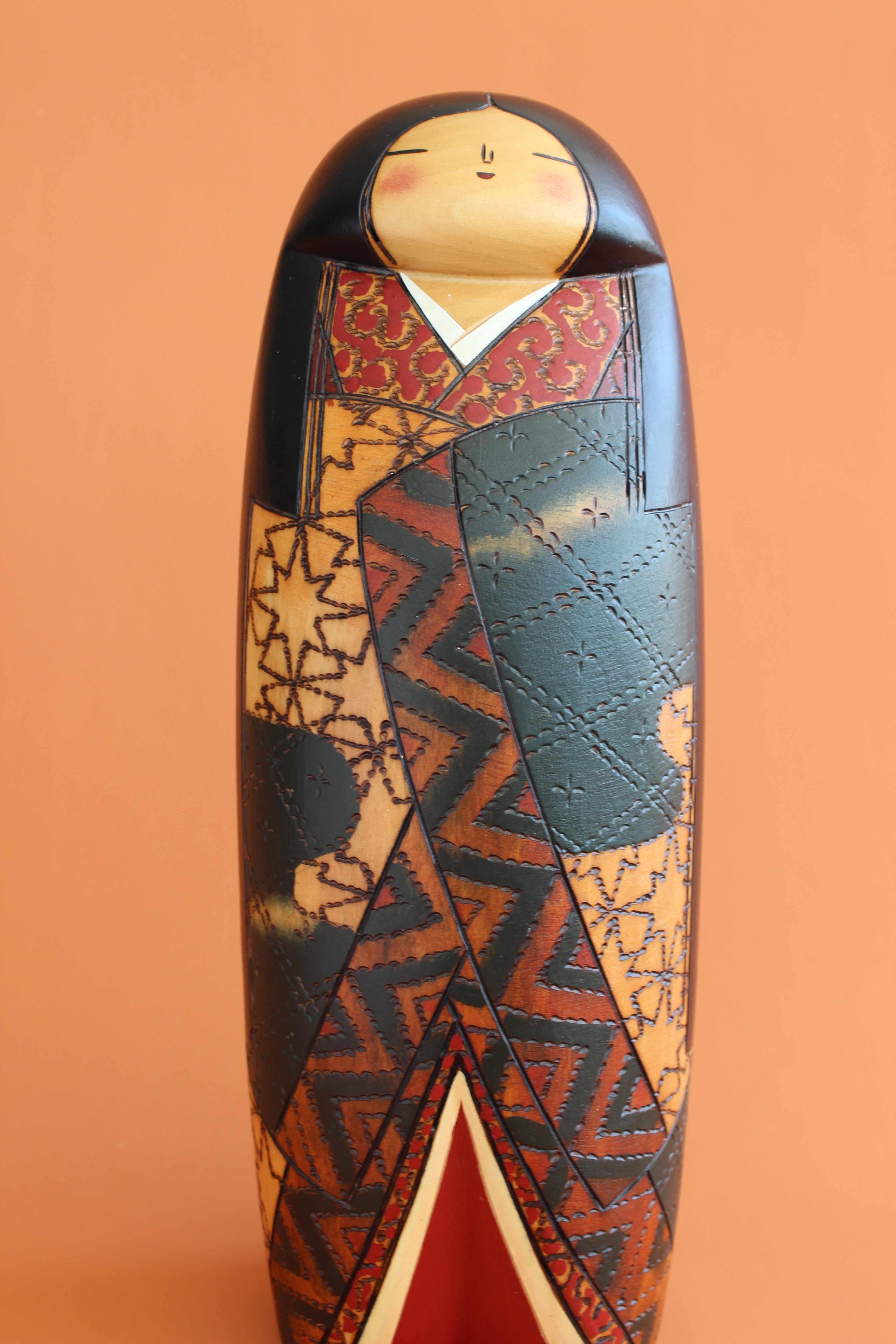 Miyabi (Elegance) Tall Sōsaku Kokeshi by Inosuke Kobayashi
