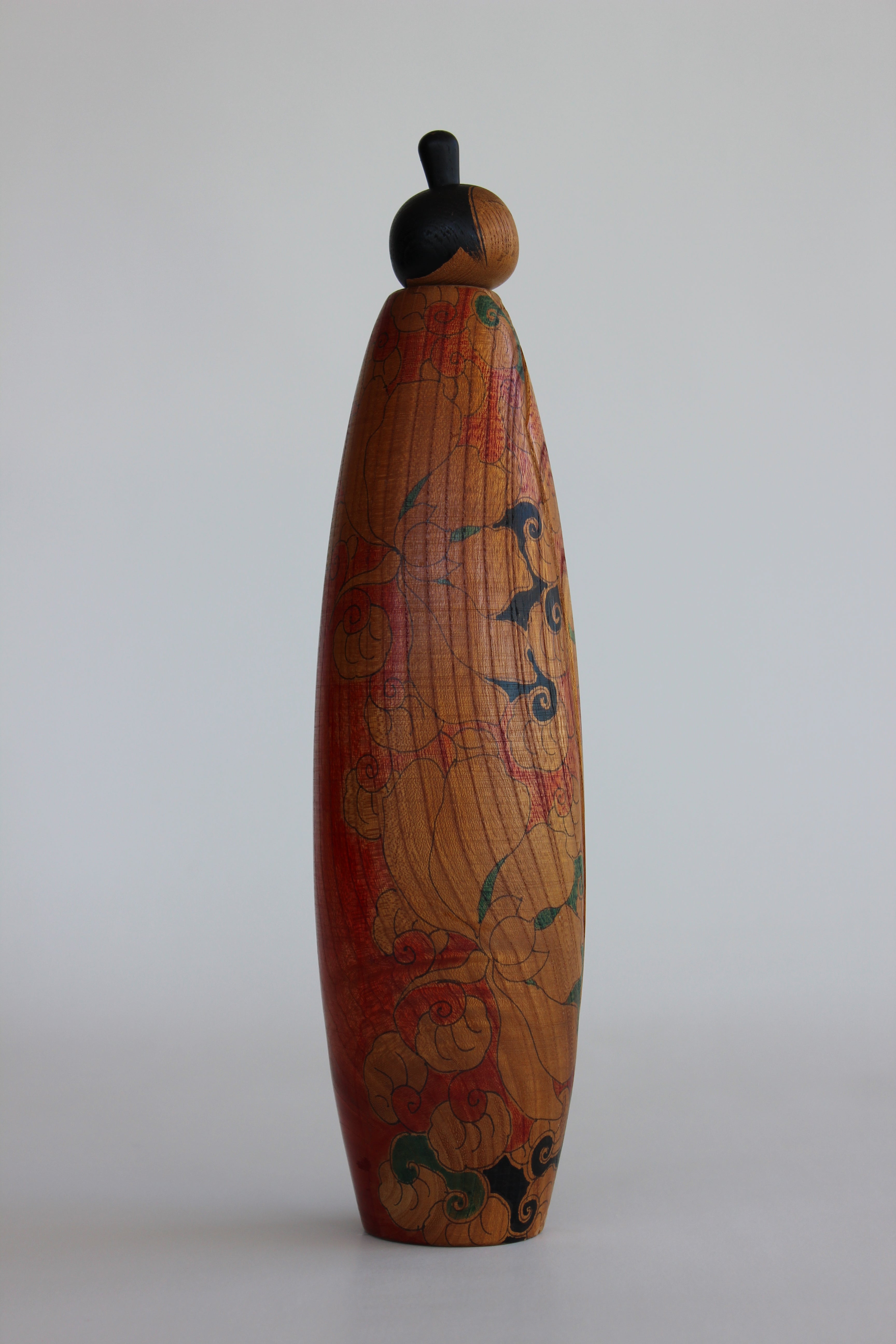Hana (Flower) Hand Carved Sōsaku Kokeshi by Issetsu Kuribayashi
