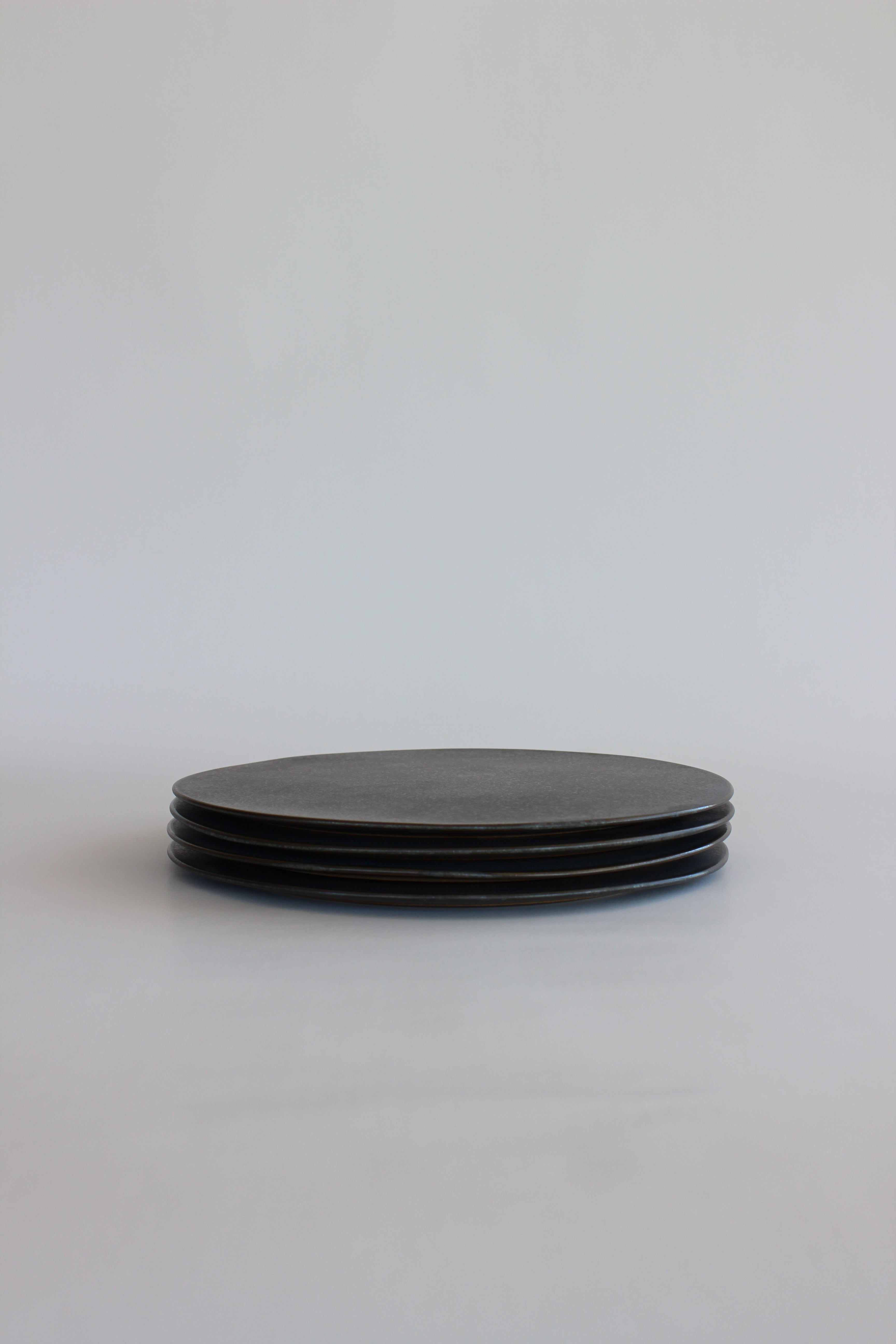 Tōetsu-gama Shō Collection Black Crystalline Glaze 27cm Rimmed Round Plate