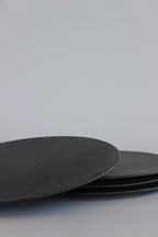 Tōetsu-gama Shō Collection Black Crystalline Glaze 27cm Rimmed Round Plate
