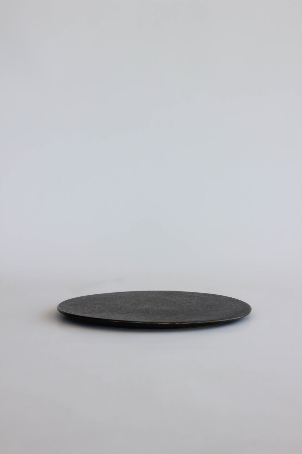 Tōetsu-gama Shō Collection Black Crystalline Glaze 23cm Rimmed Round Plate