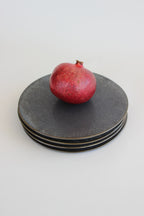 Tōetsu-gama Shō Collection Black Crystalline Glaze 23cm Rimmed Round Plate