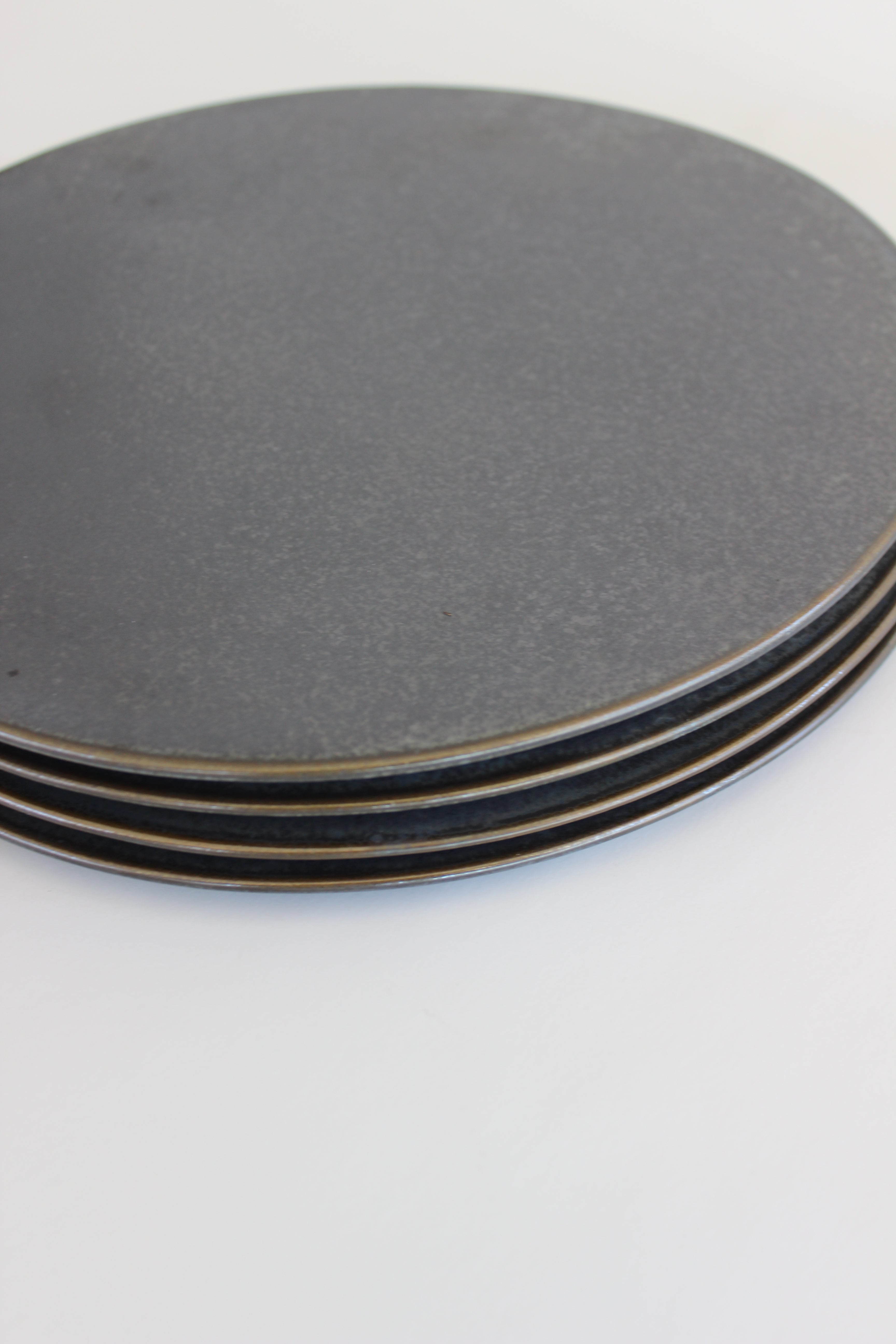 Tōetsu-gama Shō Collection Black Crystalline Glaze 27cm Rimmed Round Plate