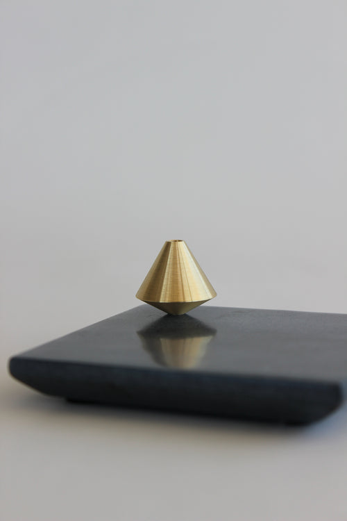 Elemense Brass Acorn Incense Holder with Slate Plate